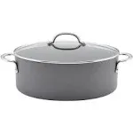 Rachael Ray 80090 Professional Hard Anodized Nonstick Cookware Oval Pasta Pot/Braiser, 8 Quart - Gray