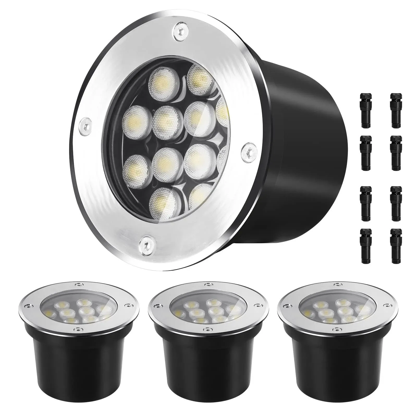 12W Low Voltage Landscape Light,Outdoor LED Ground Light for Garden Light 12V-24V Landscape Lighting for Patio 4 Pack