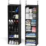 SpaceAid 2 Pack Hanging Closet Organizer and Storage with Dividers, 24 Compartments Hanging Shoe Shelves for Closet, Wardrobe, RV, Garment Rack - Grey