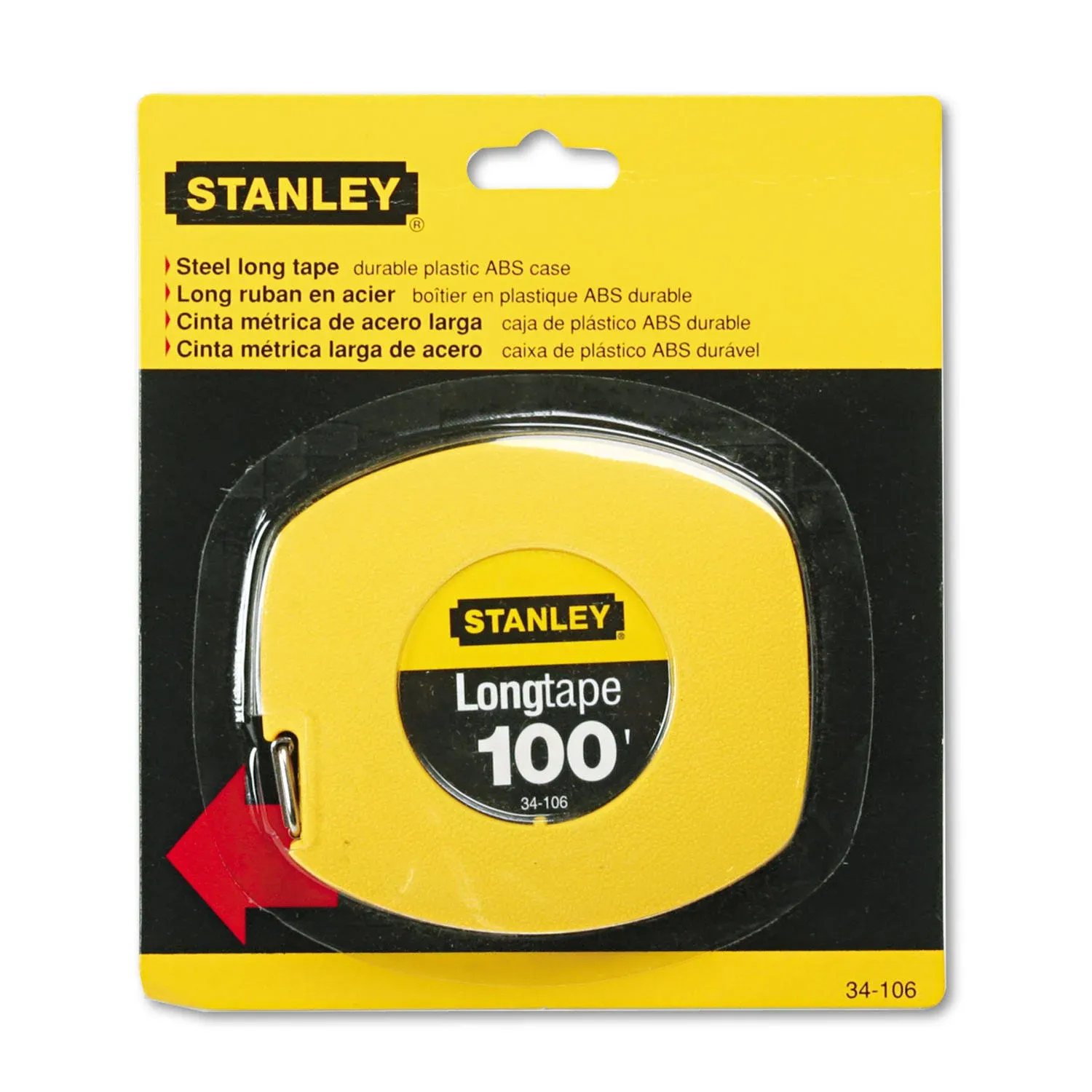 Long Tape Measure 1/8&#034; Graduations 100 ft Yellow 34106