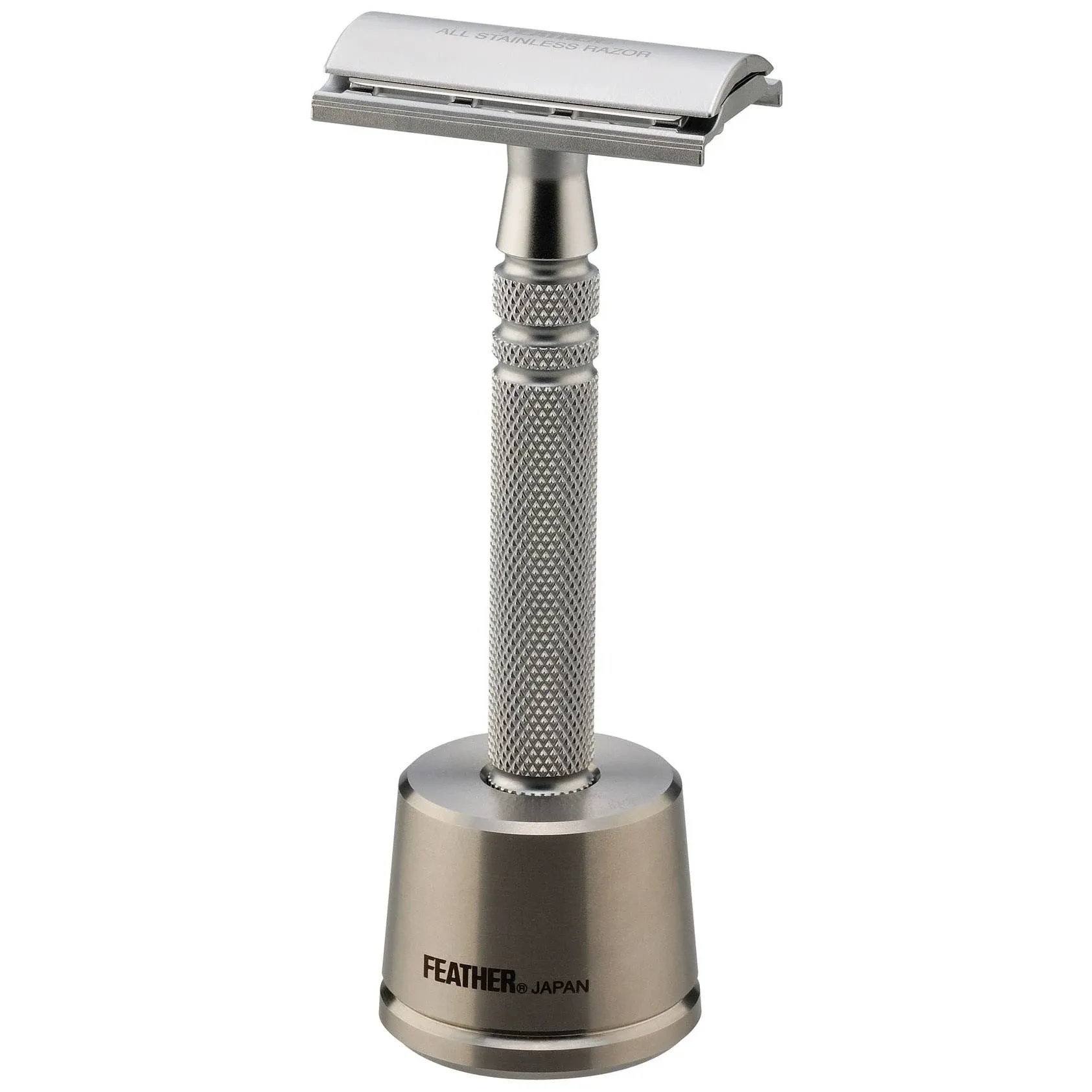 Feather AS-D2S Stainless Steel Double Edge Razor and Stand, Made in Japan