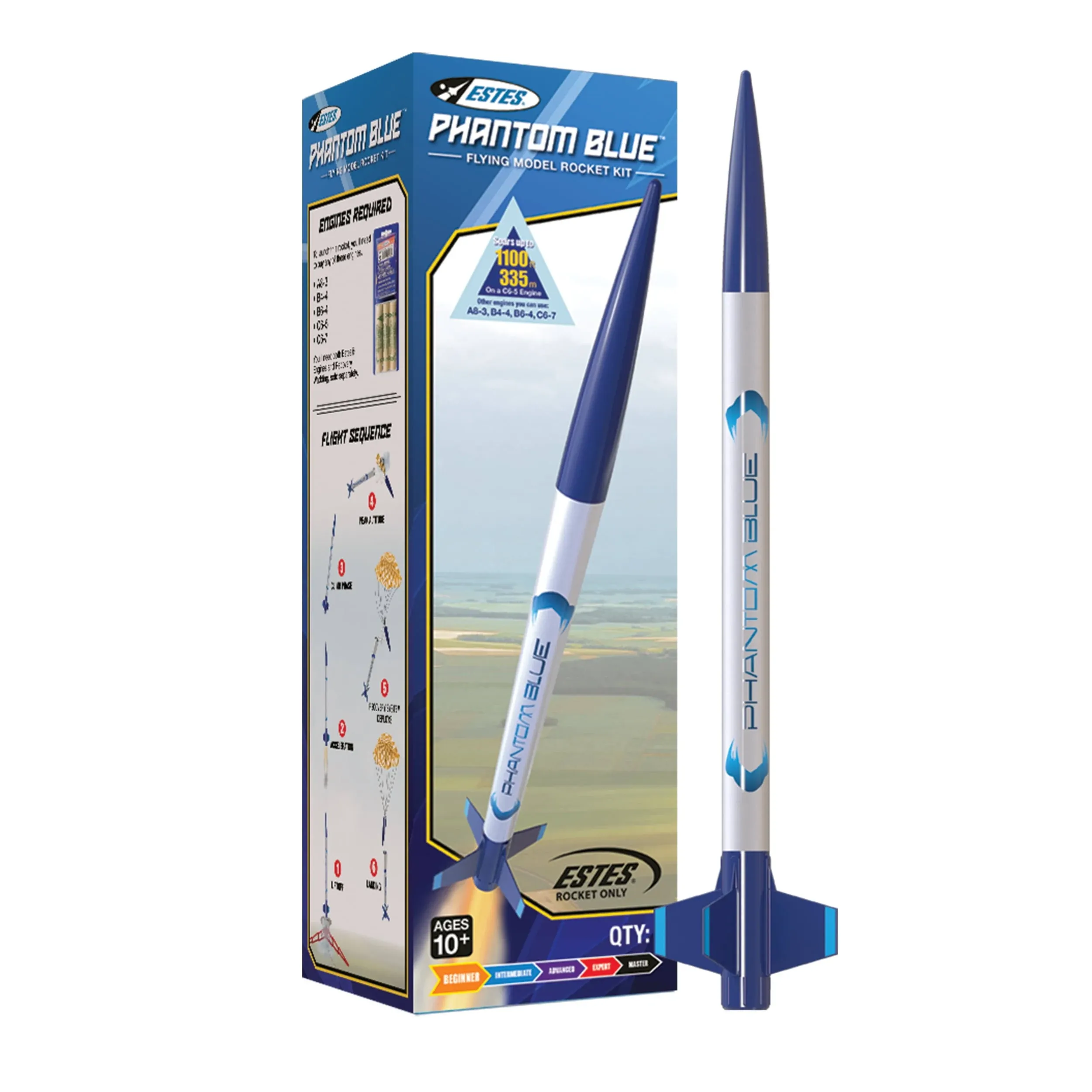 EstesPhantom Blue Flying Model Rocket Kit (Skill Lvl 2) 1100ft EST2483