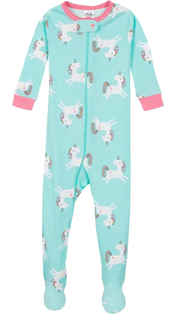 Gerber Baby & Toddler Girls Snug Fit Cotton Footed 1pc Pajamas, 4-Pack (0/3m-5t)