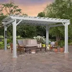 Backyard Discovery 14x10 ft Hawthorne White Galvanized Steel Pergola w/Soft Sail Shade, Spacious, Rust Resistant, UV Protection, Resist Winds Up to 100 MPH, Durable, Powerport USB & Electrical Outlet