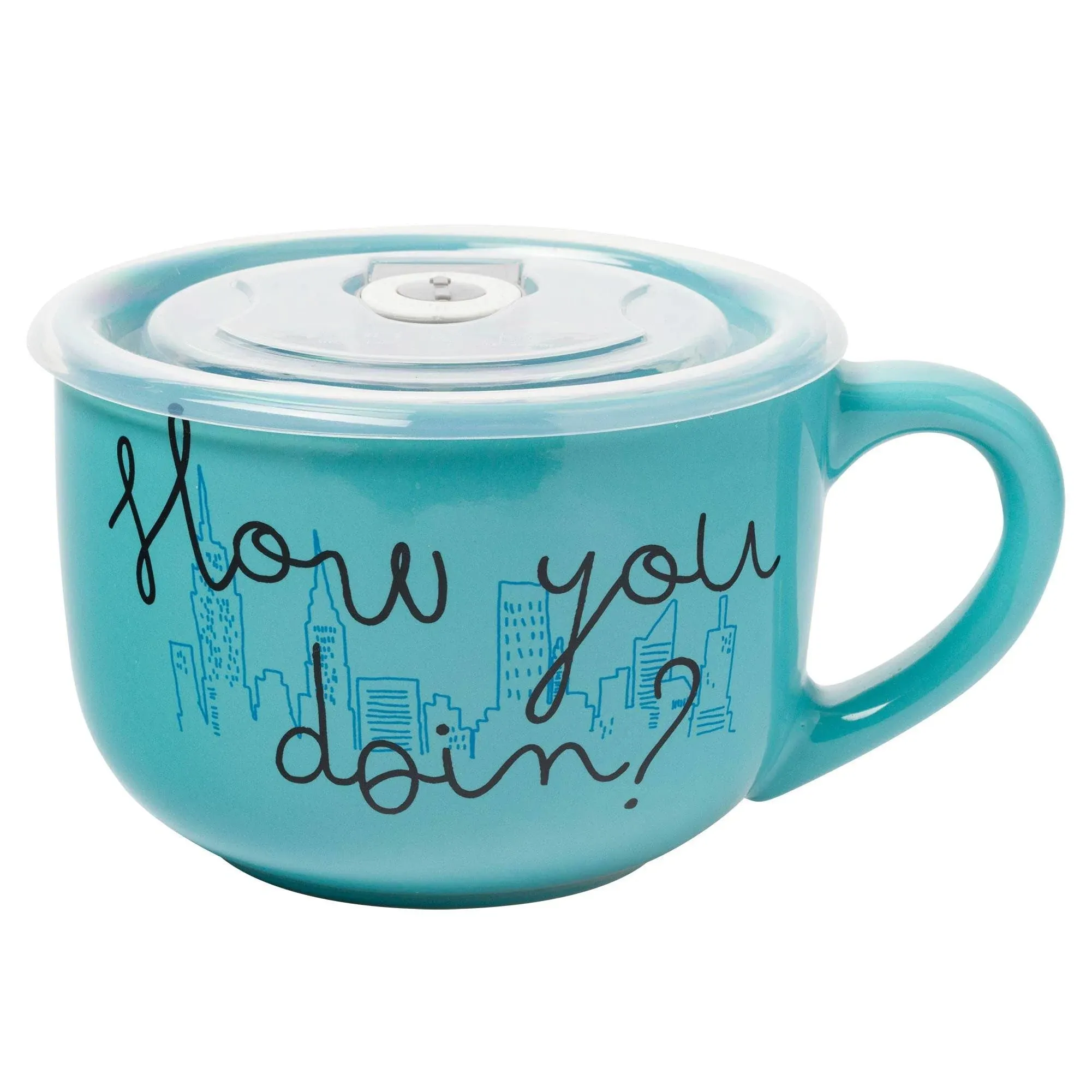 Friends How You Doin' 24 oz. Ceramic Soup Mug with Vented Lid