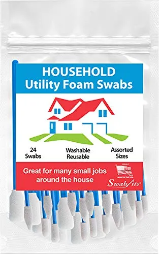 Swab-its® Made in The USA 24-piece Package of Craft & Hobby Multi-Purpose Foam Swabs: 87-8202