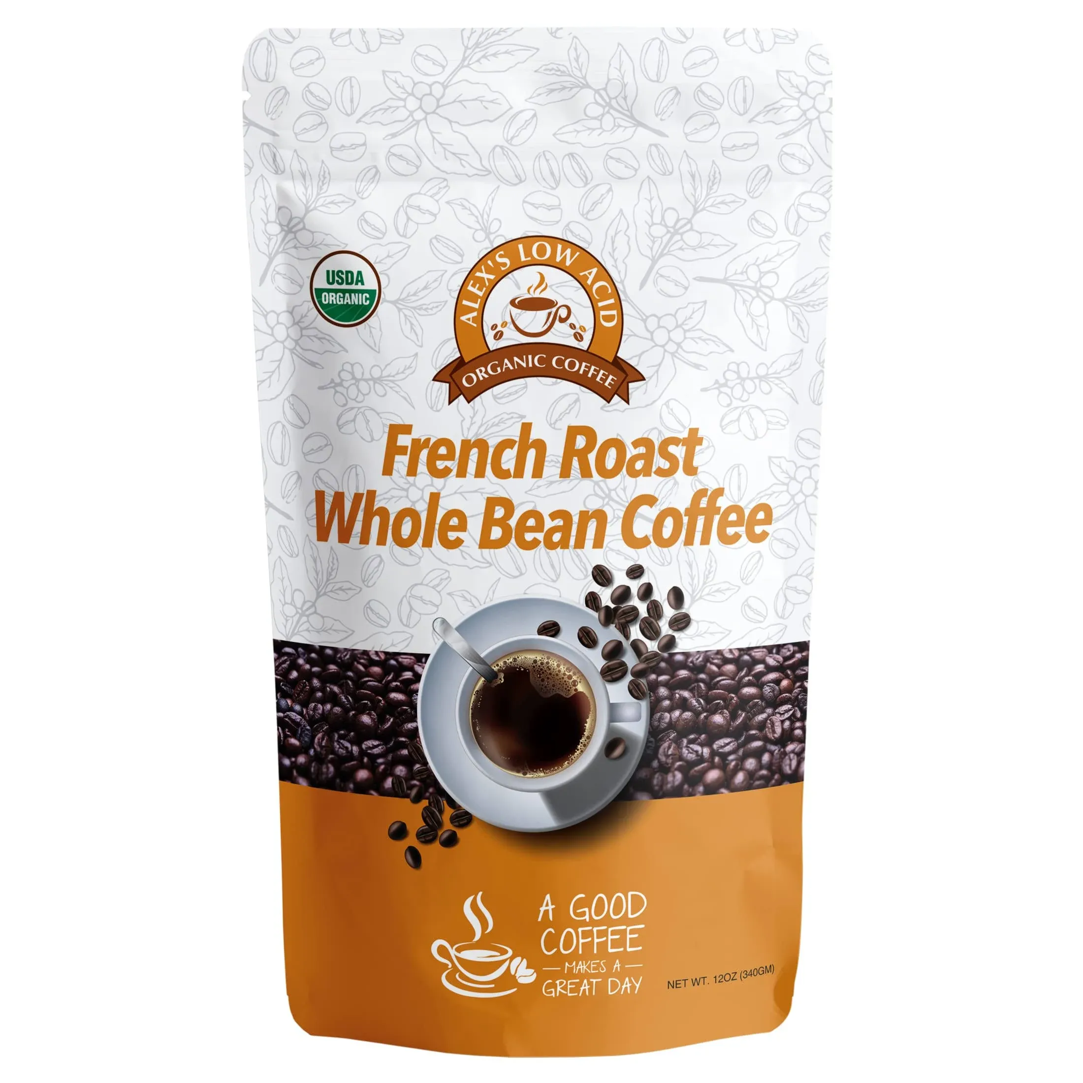 Alex's Low Acid Organic Coffee™ - French Roast Whole Bean (12oz)