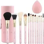 12Pcs Pink Synthetic Makeup Brush Foundation Powder Eye &amp; Holder &amp; Makeup Sponge