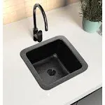 Hand Hammered 12 inch Glasgow Dual Mount Square Bar Sink - Matte Black