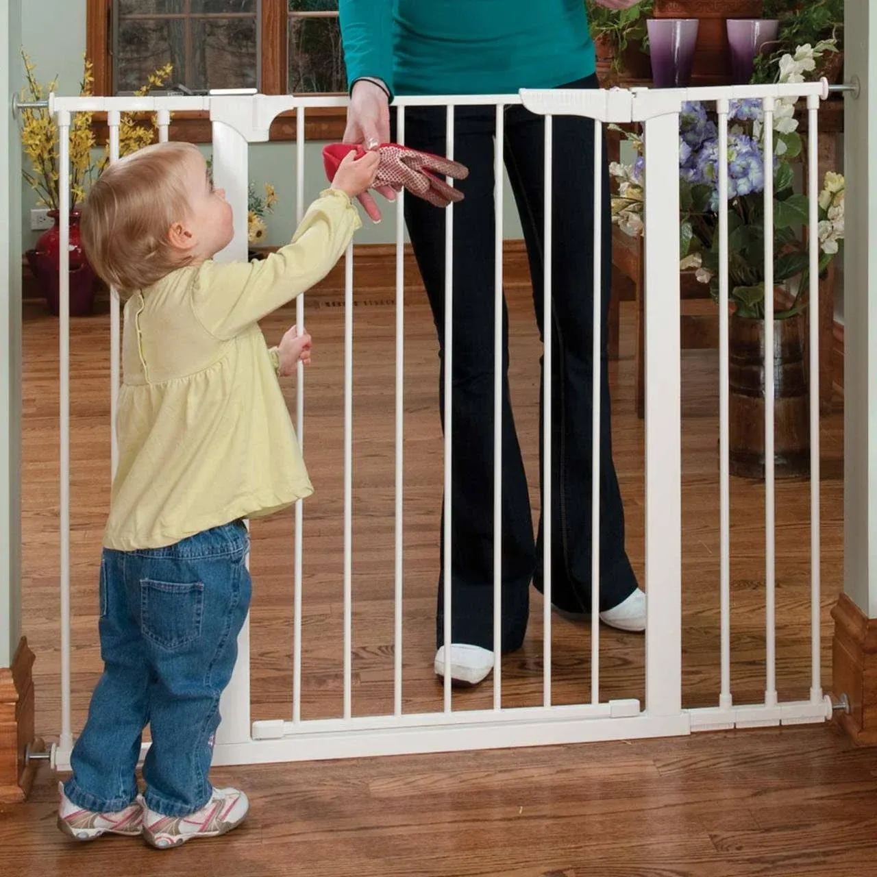 KidCo Gateway Baby Pressure Gate - No Tools or Wall Cups Required - Extra Tall & Wide Auto Close Magnet-Lock Safety Gate, G1200, White