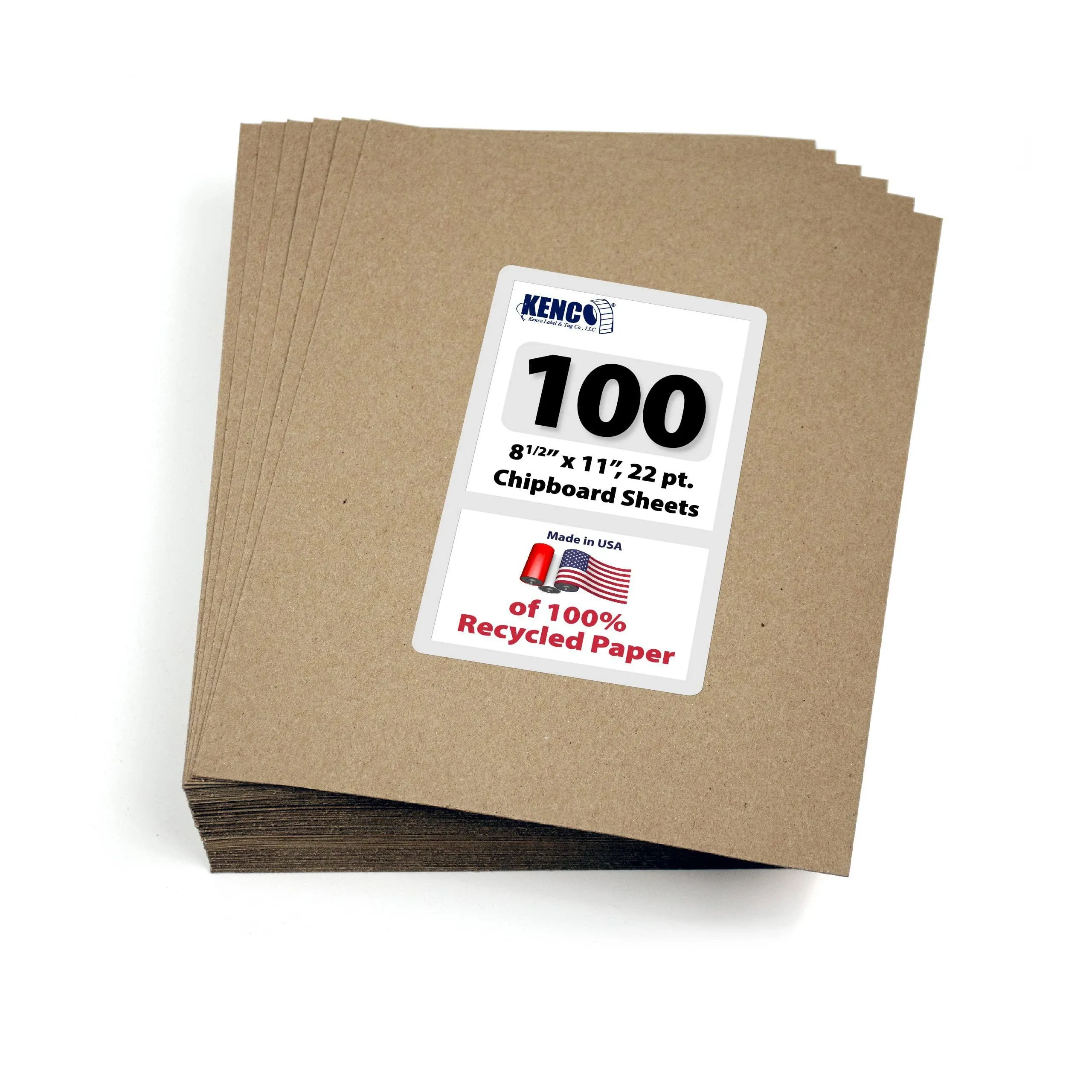 Chipboard Sheets 8.5" x 11" - 100 Sheets at 22 Point Chip Board for Crafts and Backers -Great Alternative to MDF Board and Cardboard Sheets - Made in The USA (Kraft 1,000 Pads)