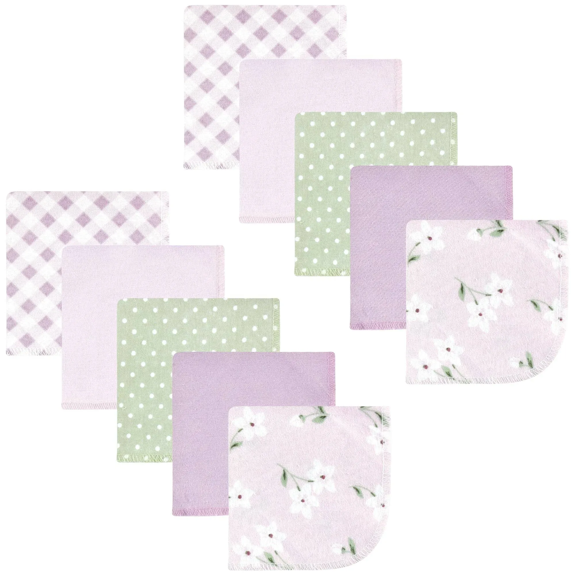 Hudson Baby Infant Girl Flannel Cotton Washcloths, Purple Dainty Floral 10 Pack ...