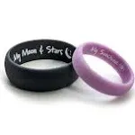 His & Hers Personalized Silicone Wedding Ring Set Custom Engraving All Sizes Available Any Text, Image or Symbol - Aera Rings Made in USA