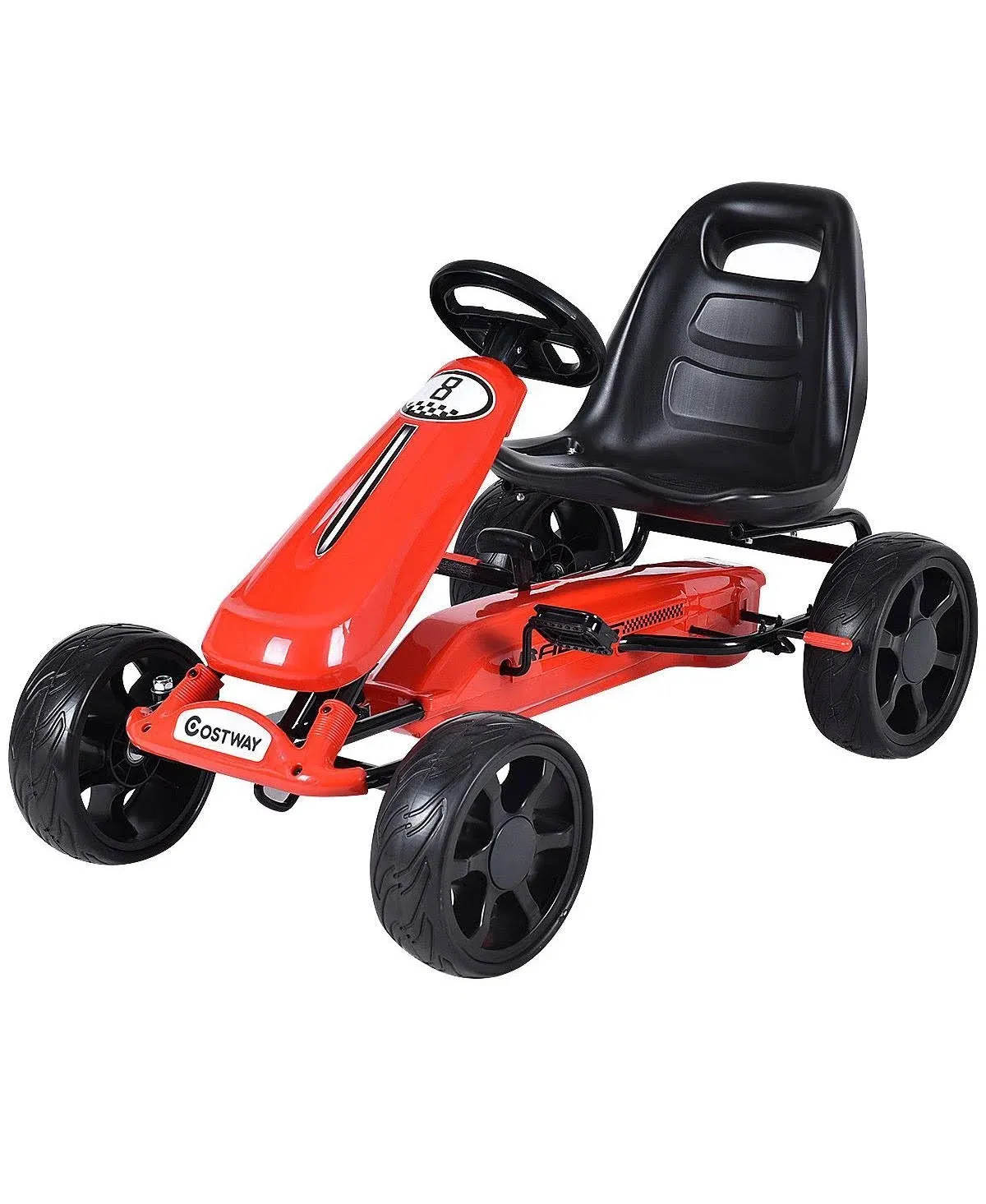 Costway Xmas Gift Go Kart Kids Ride On Car Pedal Powered Car 4 Wheel Racer Toy Stealth Outdoor - Black