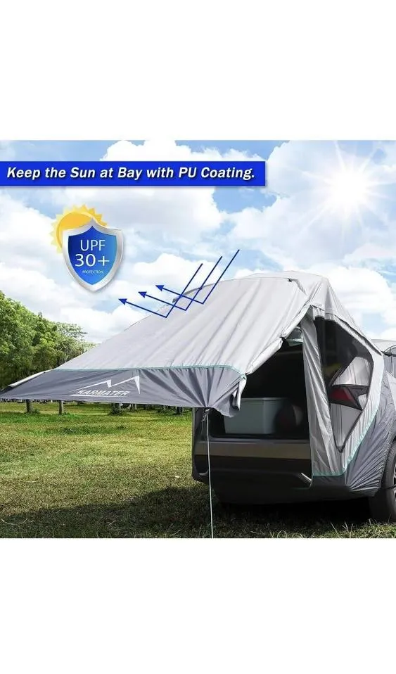 SUV Tailgate Tent with Three Sides Awning Shade &amp; Transmittance Mosquito Net