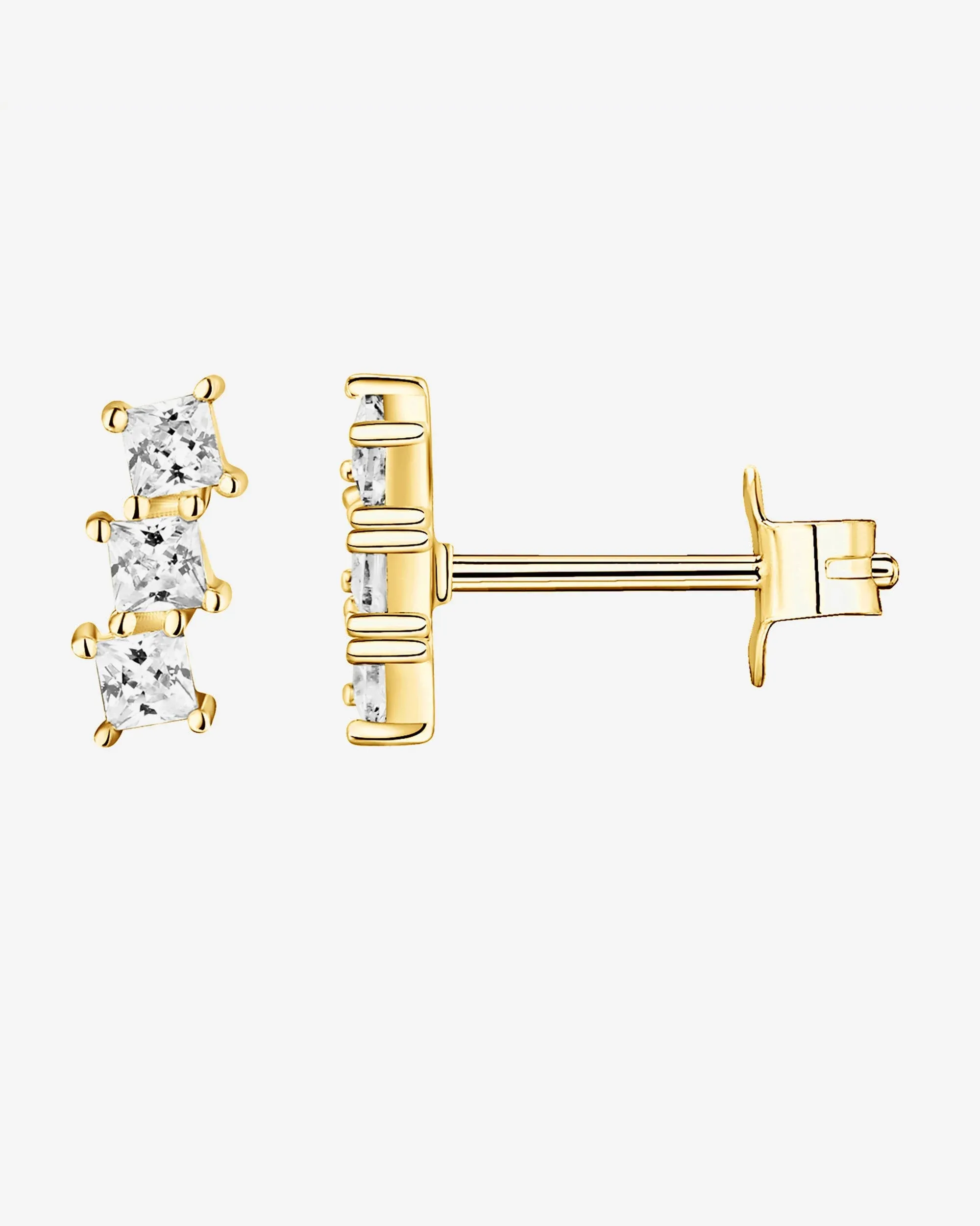 PAVOI 14K Gold Plated 925 Sterling Silver CZ Simulated Diamond Earrings | Dainty Geometric Shape Mini Bar Stud Earrings for Women