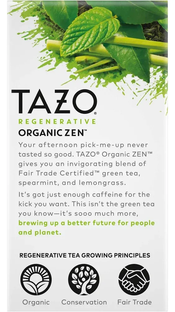 Tazo Tea Bags, Green Tea, Regenerative Organic Zen Tea, 36 Count