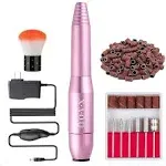 Portable Electric Nail Drill File Machine with Acrylic Nail Kit Set Professional 20000rpm Manicure Pedicure with Sanding Bands Brush for Nail Art