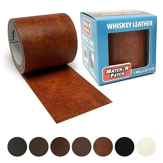 MATCH 'N PATCH Realistic Leather Repair Tape - Durable, Easy-to-Apply, Professional Grade, Versatile Use, Designed in North Carolina for Furniture Restoration & DIY - Whiskey, 2.25 inch x 15 feet