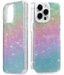 Hue for iPhone 15 Pro Max Case Sparkling Rainbow Holographic Glitter Phone Case