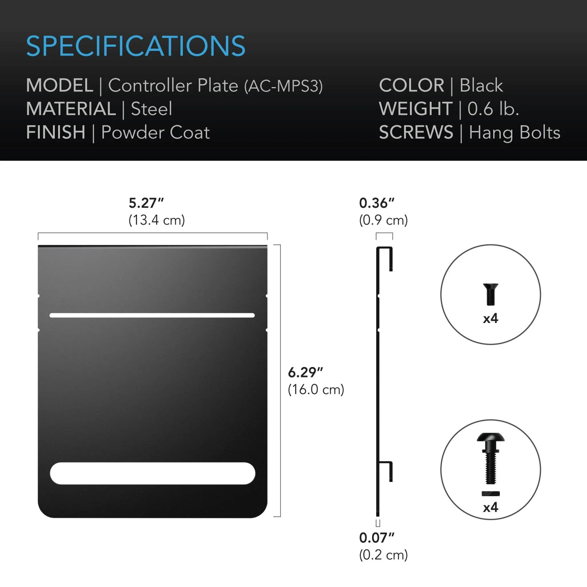 AC Infinity Grow Tent Mounting Plate 5x6”, Powder Coat Black Steel, for CLOUDLAB