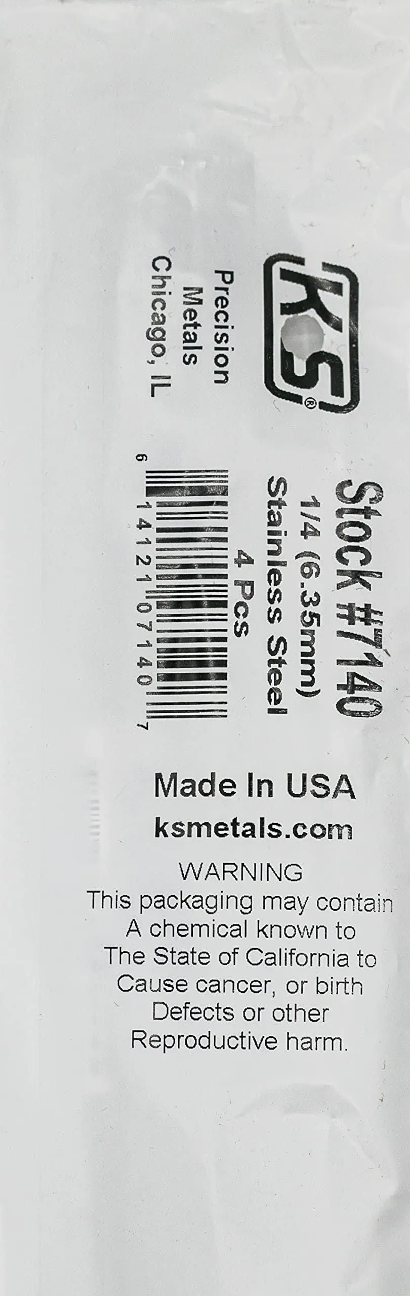 K&S Engineering Stainless Steel Round Rod, #7140, 1/4" x 36"