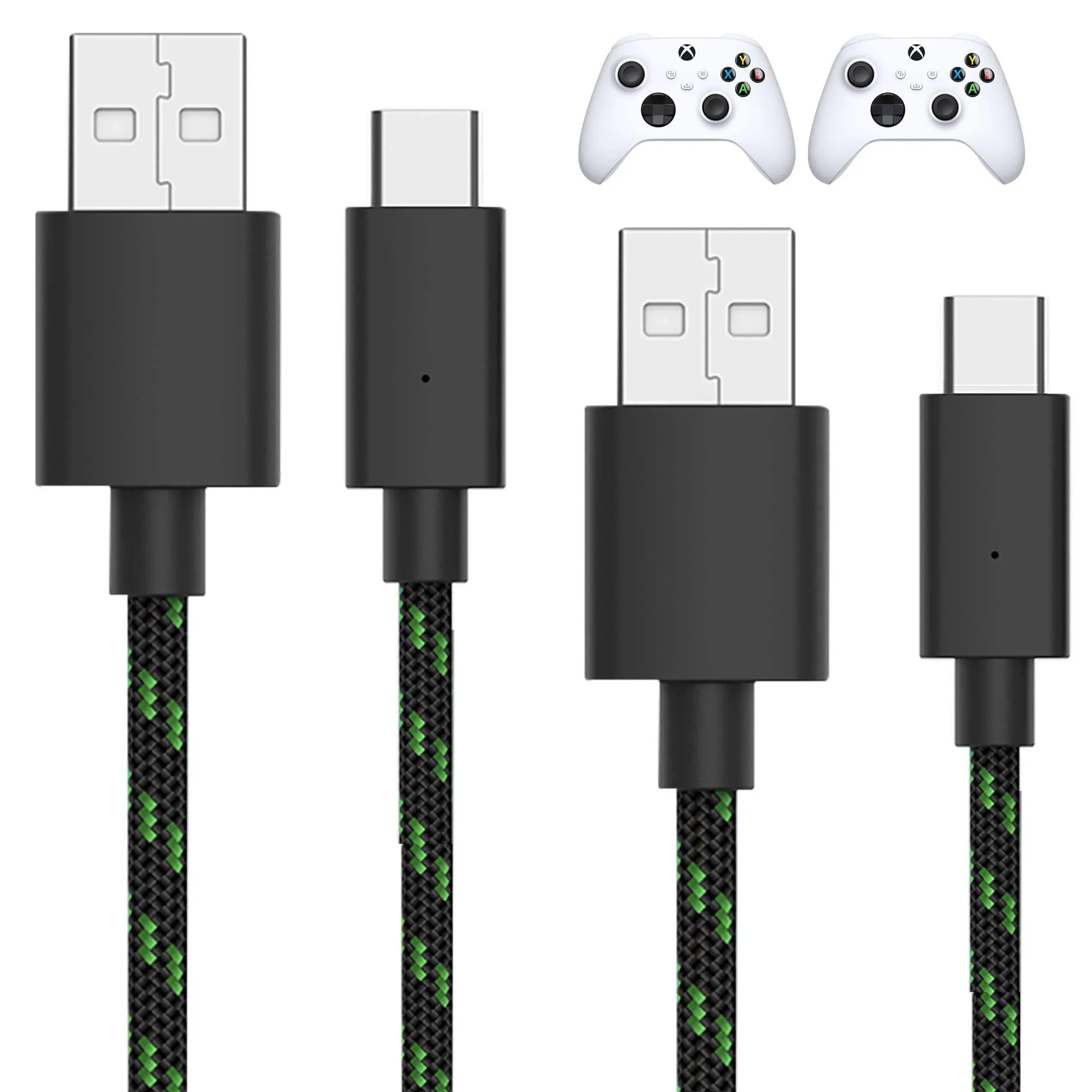 TalkWorks Xbox Controller Charger Cord for Series x - 10' Nylon Braided USB C Charging Cable, Compatible w/Android Samsung Galaxy, PS5 (Pack of 2)