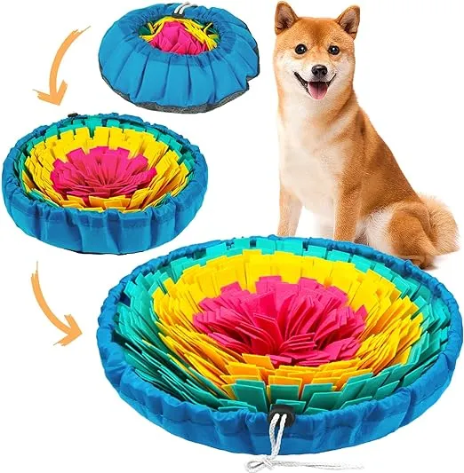 Vivifying Snuffle Mat for Dogs, Adjustable Dog Puzzle Toys Sniff Mat for All Breeds Dogs, Interactive Dog Enrichment Toys for Slow Eating and Mental Stimulation (Red Yellow Blue)