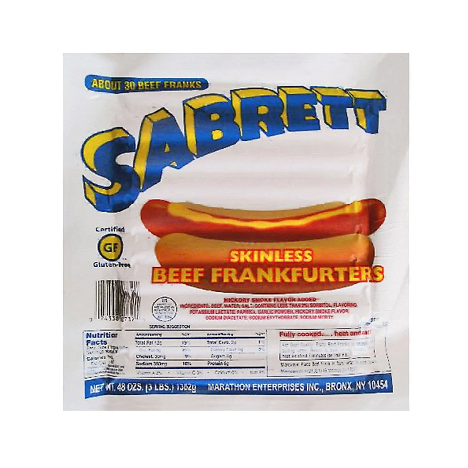 Sabrett Skinless Beef Frankfurters 48 Oz