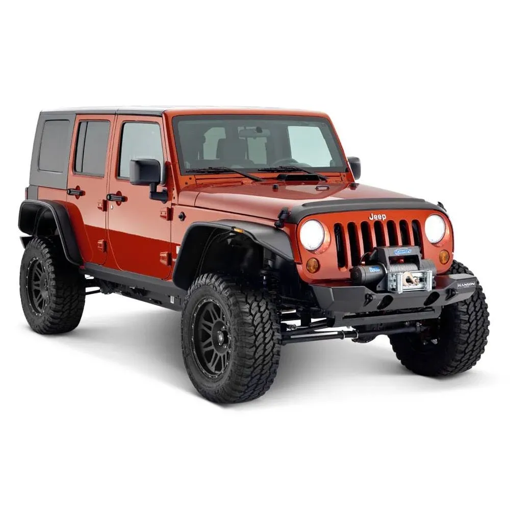 Bushwacker Trail Armor Side Rocker | 2-Piece Set, Black, Textured Finish | 14012 | Fits 2007-2018 Jeep Wrangler JK, works with Flat or OE/Factory Style Fender Flares