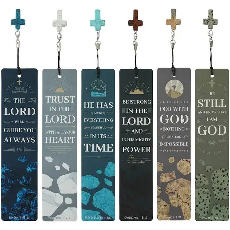 12 Pcs Bible Verses Bookmarks with Cross Pendants, Bookmark for Bible, Great Religious Christian Gifts for Men, Women, Kids, Perfect for Reading Rewards, Church Supplies, Giveaways for Sunday School.