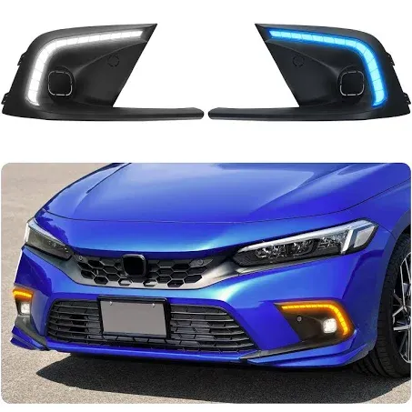 LED Daytime Running Lights For 2022 2023 2024 Honda Civic Hatchback DRL Turn Signals for 11th gen Civic Sedan Front Fog Lights assembly