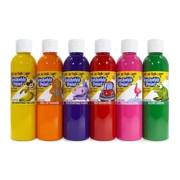 Rich Art Washable Tempera Paint For Kids - Non Toxic Premium Watercolor Craft Paint In Midtones - Arts and Crafts Paint for Paper, Poster Board, Canvas, & More - Made in The USA - 6 Fl Oz (6 Pack)