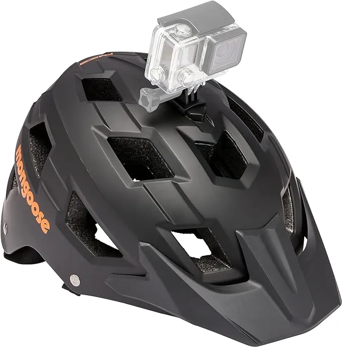 Mongoose Capture Adult Bike Helmet with Camera Mount, Ages 14+, Black