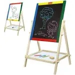 Kidzlane Art Easel for Kids 2-4 | Wooden Toddler Easel | Double Sided Standing Chalkboard/Dry Erase Board for Kids | Toddler Drawing Board with Accessories | 25.75" Blackboard & Whiteboard for Kids