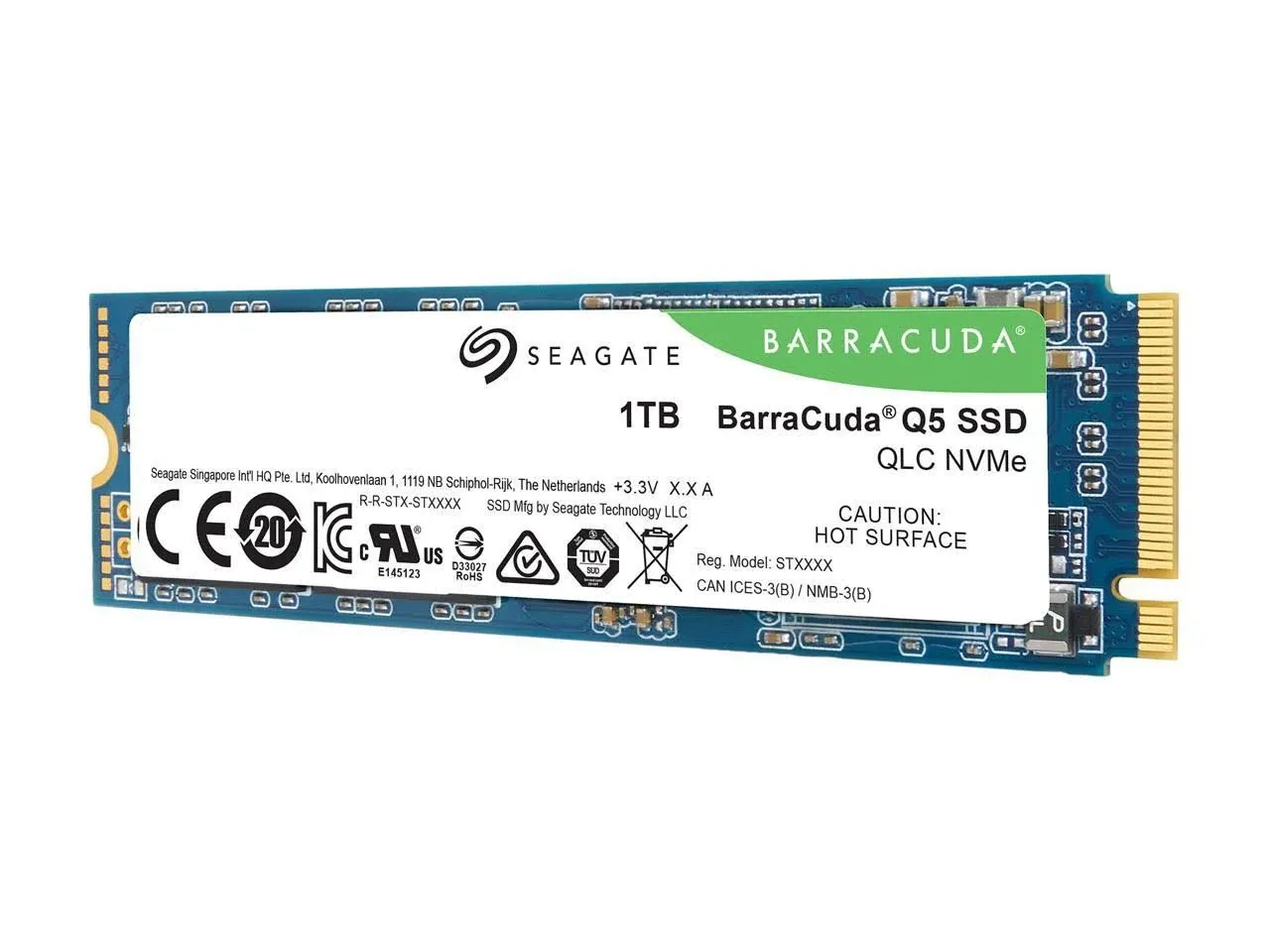 Seagate BarraCuda Q5 M.2 2280 1TB PCIe Gen3 x4 NVMe 1.3 3D QLC Internal Solid State Drive (SSD) ZP1000CV3A001