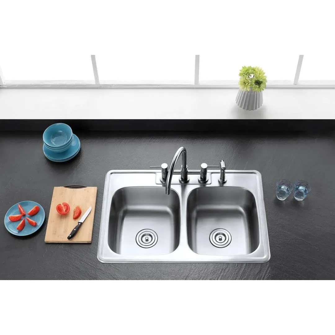 Gourmetier GKTD33226 Drop-in Double Bowl Kitchen Sink