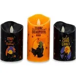 Disney Hocus Pocus LED Flickering Flameless Candles with Timers | Set of 3