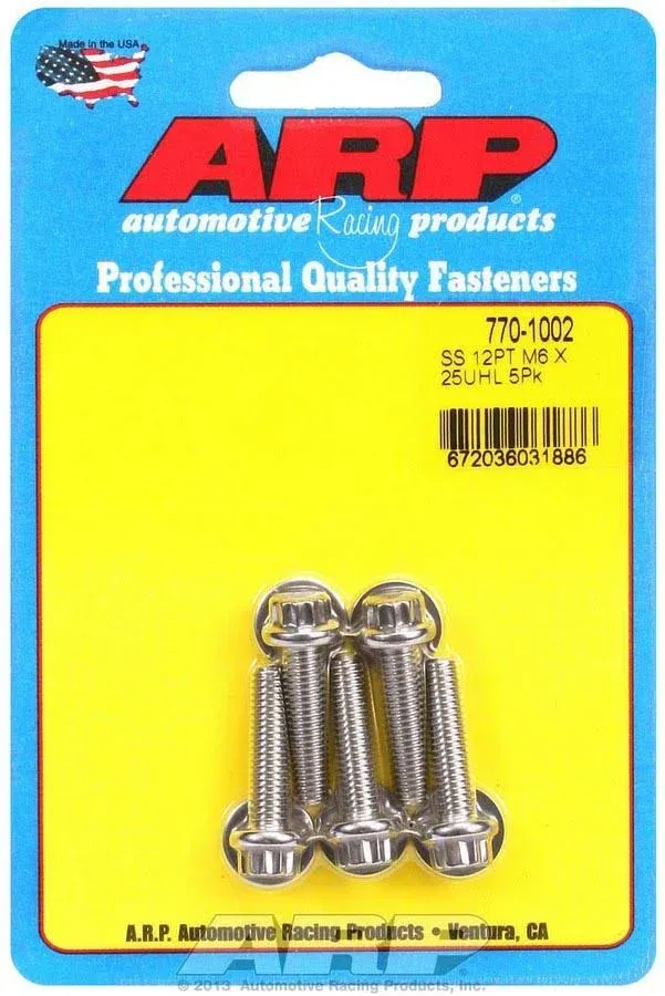 ARP M6 x 1.00 x 25 12pt SS Bolts (5/pkg) 770-1002