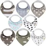 8-Pack Organic Baby Bandana Drool Bibs - Stylish Unisex Bandana Bibs, Super Absorbent Bandana Drool Bibs, Gentle Teething Bibs for Infants, Organic Cotton Baby Bib (Basics)