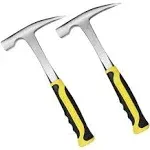 2 Pack Rock Pick Hammer w/ Non-Skid Handle 12.8 Inch All Steel Geologist Hammer