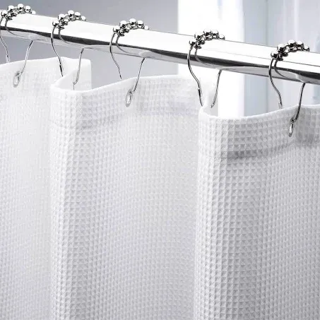 AmazerBath Stall Shower Curtain 36x72 Inches, White Waffle Shower Curtain for Stall, Fabric Shower Stall Curtain with Waffle Weave, Hotel Quality Bathroom Shower Curtains