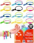 UpBrands 120 Students Incentives Friendship Zipper Bracelets 7.5”, Easter Favors for Kids, Stress Relief Quiet Fidget Toys, Kit for Kids Valentine Gifts, Goodie Bags, Easter Egg Fillers, School Prizes