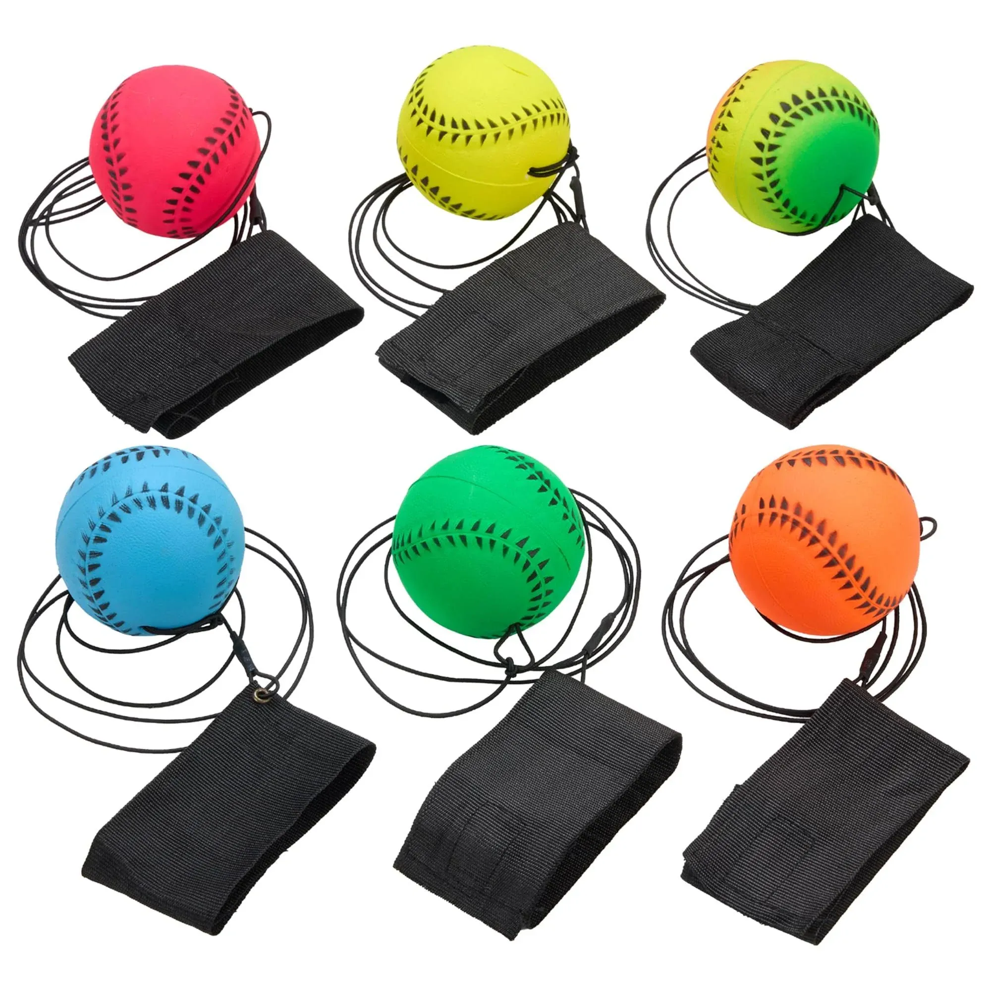 Playbees Wrist Baseballs Neon Reactive 6 Pack