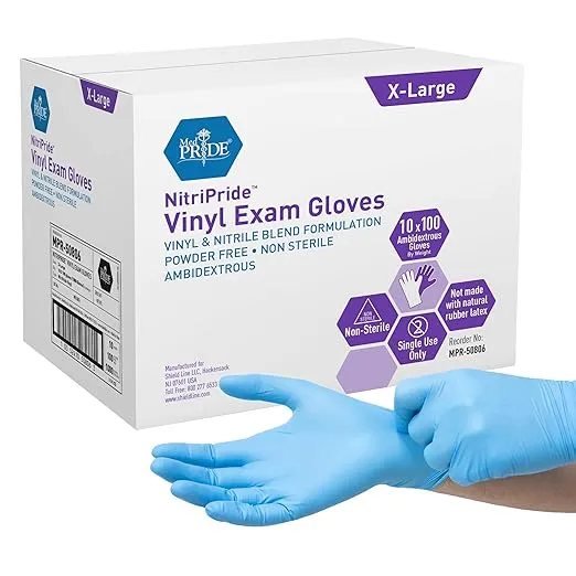 Nitrile Vinyl Exam Gloves XL 1000pc, Blue