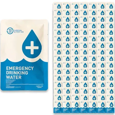 Made in USA - 72 HRS Emergency Water, Emergency Water Pouches, Water for Emergency