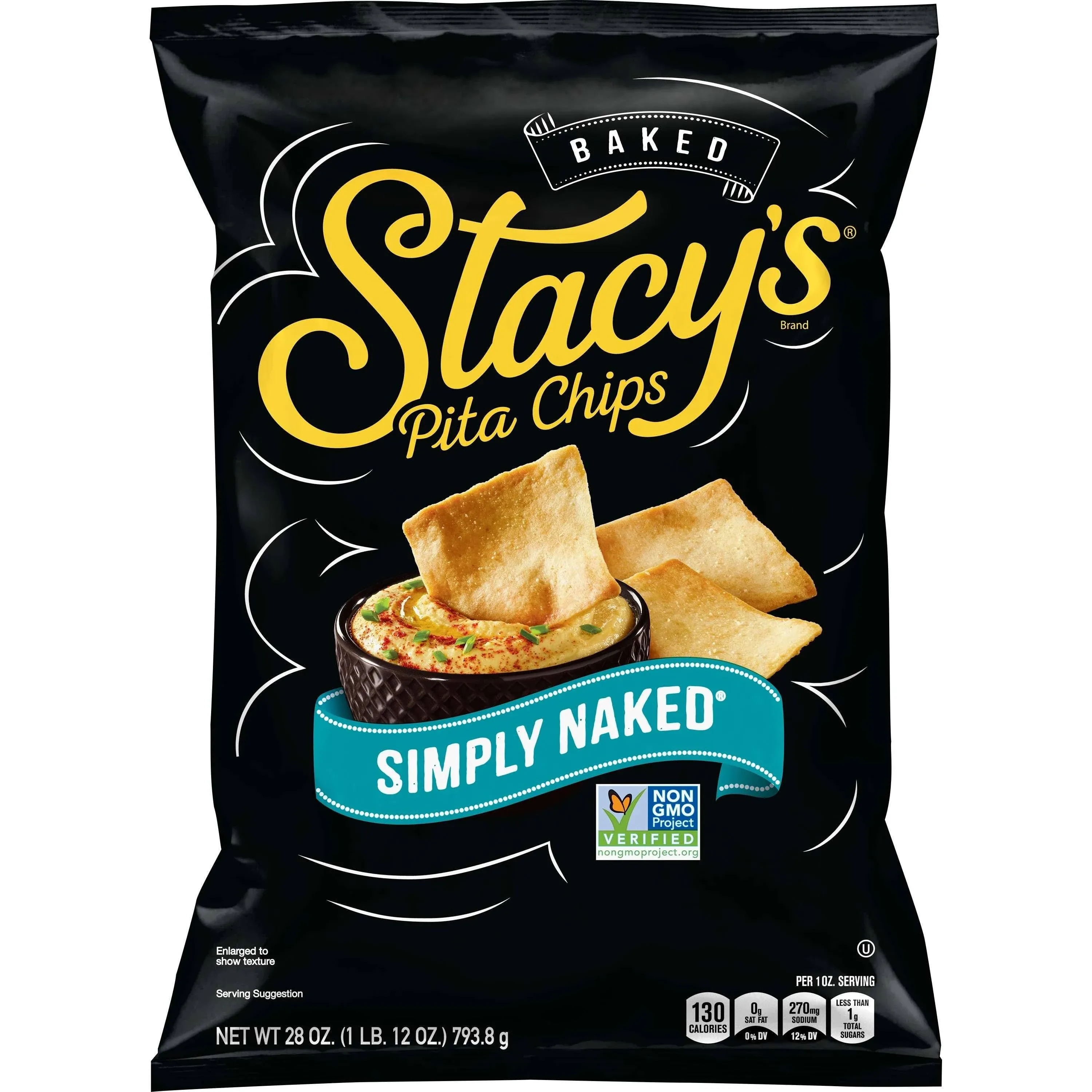 Stacy's Individual Bags of Simply Naked Pita Chips 1.5 oz. - 24/Case