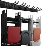 Wallmaster Garage Storage Organization Wall Mount, Garden Tool Rack Organizer Heavy Duty Folding Chair Hangers with 6 Adjustable Hooks 48inch Tracks Max Load 265lb