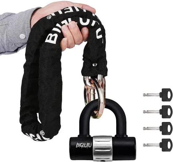 Motorcycle Chain Locks, BIGLUFU 3.3ft/100cm Heavy Duty Long Security Chain, Cut