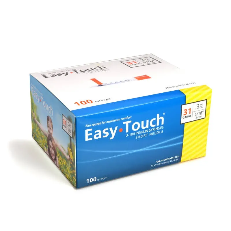 Easy Touch Insulin Syringe, 31G .3cc 5/16-Inch (8mm), 831365, Box of 1